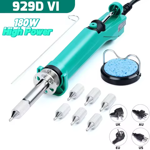YIHUA 929D-VI Desoldering Iron 180W Tin Sucker New Upgraded Desoldering Tool With Nozzles THT PTH Re
