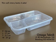 Thinwall Bento 4 sekat tempat kotak makan plastik murah @ 300 GROSIR - 4 Sekat
