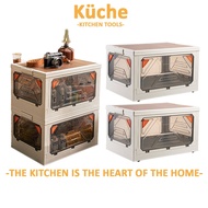 KUCHE Kotak Perkhemahan Stackable Transparent Camping Storage Crate with Foldable Body for Car Trunk