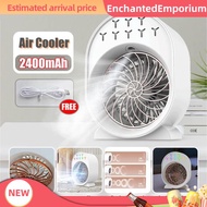 EnchantedEmporium Warhom 3 Speed Mini Fan Humidifier Colorful Light Air Cooling USB Rechargeabl Fan Cooler Portable Aircond迷你冷风机风扇