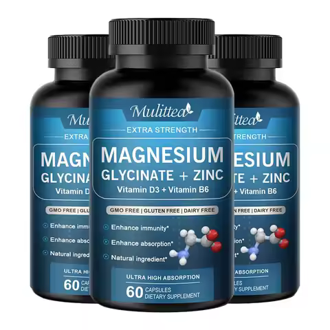 Mulittea Glycine Magnesium capsule with Zinc,Vitamin D3 B6 Health for Bones and Teeth Health Helps N