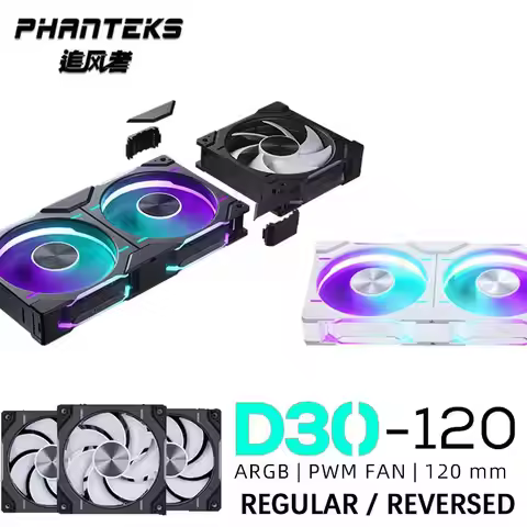 Phanteks D30-120 case 120mm Fan Regula/ Reverse Airflow 4pin PWM, 30mm Thick/ four-sided Magic Color