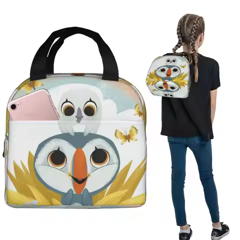 Puffin Rock And New Friends Insulated Lunch Bag for Women Children Portable Food Boxes Thermal Lunch