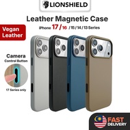 (MY) LionShield iPhone 17 Pro Max /17 Pro/17/16/15/14/13/16 Plus Magnetic Vegan Leather Case Phone C