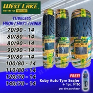 WESTLAKE Tire RIM 14 Tubeless Tires H909 H971 H968 (70/90-14 , 80/80-14 , 80/90-14 , 90/90-14 , 90/80-14 , 100/80-14 , 110/80-14 , 120/70-14 , 140/70-14 With FREE Sealant and Pito