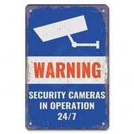 Vintage CCTV Warning Sign, 24 Hour Security Camera Metal Plaque, Retro Tin Poster for Shop, Bar, Mal