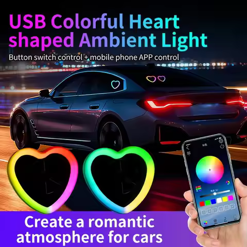 Car ambient light, car interior, heart-shaped LED light with decoration, ambient light, decorative l