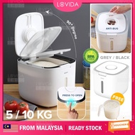 LOVIDA 5KG/10KG Rice Bucket Storage Container Rice Box Insect Moisture Proof Sealed Food Container Bekas Beras 防虫米桶
