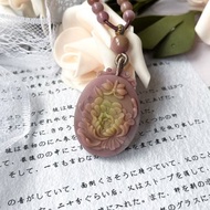 【一物一圖】天然鹽源瑪瑙牡丹花雕刻花牌連手編鹽源瑪瑙珠鍊