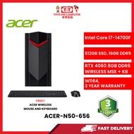 ACER-N50-656-INTELCOREI7-14700F,16GBR5,512GBSSD,RTX40608GVR6,PCIE,W1164,3YRS