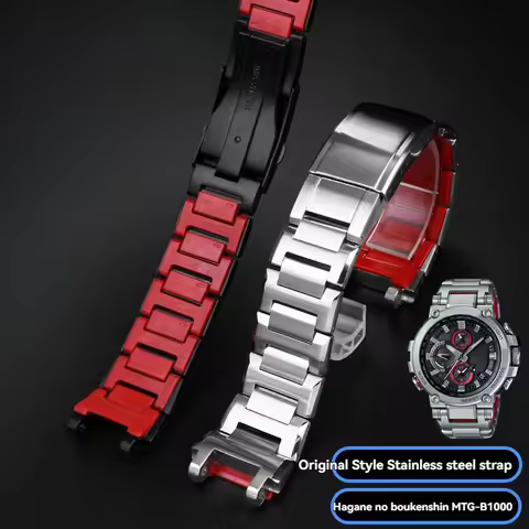 For Casio G-SHOCK MTG-B1000/MTG-B2000 Solid Steel Strap Stainless Steel Band Blue Red Bottom Replace