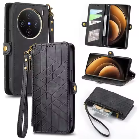 For Vivo Y17S Zipper Wallet Case For Vivo Y27S Y36 Y35 Y22S Y33S Y 27 22 21 20 Y12 S Y11S Y28 Y53S Y