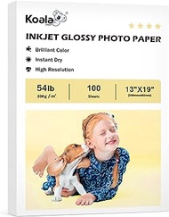 Koala Glossy Inkjet Photo Paper Thick 13X19 Inches 100 Sheets 54lb Picture Paper for Inkjet Printer Use DYE INK 200gsm