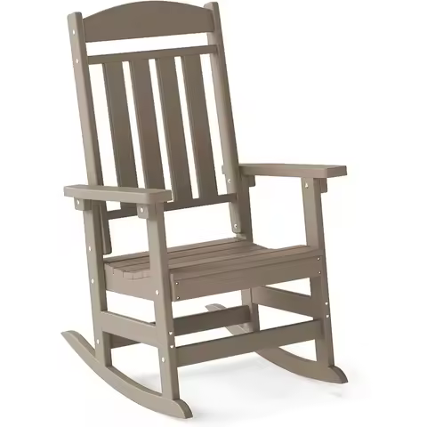 Outdoor Rocking Chair, High Back Patio Rocking Chair,HDPE All Weather Resistant Porch Rocker for Adu