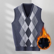 Vintage Winter Argyle Knitted V-neck Sweater Vest - Sleeveless Pullover