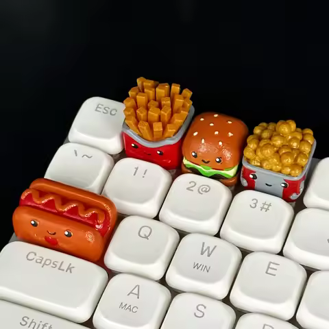 Hamburger Key Caps Kawaii Food Keycaps Cartoon Mechanical Keyboard Cross Axis OEM Gaming Accessories