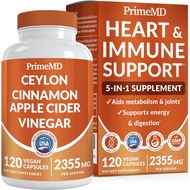 PrimeMD 5-in-1 Ceylon Cinnamon 120 Capsules 2355mg - Ceylon Cinnamon and Apple Cider Vinegar with Tu