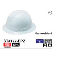 Tanizawa Fiber FRP Full Brim Safety Helmet (BOMBA Style) ST#177 White / Red - ORIGINAL JAPAN