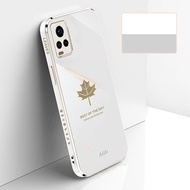 Phone Case For vivo V21 V21E 4G V21E 5G V23E 5G V20 V20 SE V20 Pro V15 V15 Pro V9 V7 Plus V19 Neo, Maple leaf Pattern Straight Edge Plating Shockproof Soft TPU Case