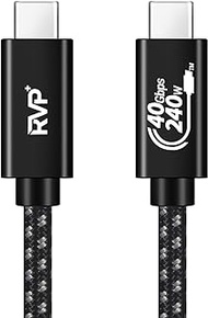 RVP+ USB4 Thunderbolt 4 Cable (240w, 3FT), 40Gbps 8K Video Fast Charging USB-C to USB-C Cable - Black