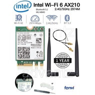 Intel 6 Wifi 6E AX210 AX AC Bluetooth 5.2 Dual Band Wlan Card AX200
