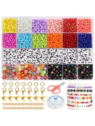 2600 Piezas Kit Para Hacer Letras De Vidrio Y Cuentas Acrílicas Para Hacer Joyas De Cuentas Para Hombres Y Mujeres, Hacer Pulseras Y Collares De Amistad, Regalo Del Festival