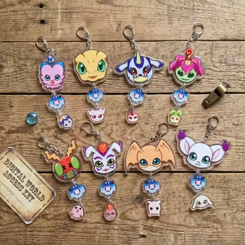 Digimon Adventure Cute Digimon Piyomon Agumon Palmon Piece Acrylic Keychain Anime Cartoon Bag Pendan