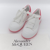 Alexander McQueen 亞歷山大·麥昆 Deck Plimsoll 白色 粉色 帆布 麂皮橡膠 繫帶厚底運動鞋