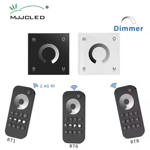 T1 LED Dimmer 12V 24V EU Wall Mounted Glass Panel Single Color LED Strip Touch Dimming 2.4G RF 4 Zon