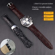03E 21mm Strap for swatch band Genuine Calf Leather Watch Strap Band Black Brown Waterproof Hi MQk