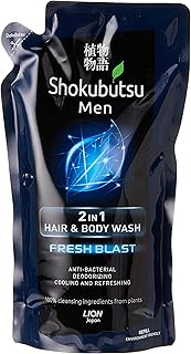 Shokubutsu Men 2-in-1 Hair and Body Wash Refill, Fresh Blast, 550ml