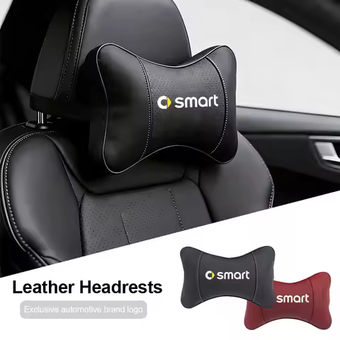 Car Leather Neck Pillow Breathable Perforated Headrest Cushion For Smart Fortwo 451 450 453 EQ Forfo
