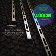 Tiang braket 100cm (1meter) rel tiang braket untuk rangkaian rak kaca rak kayu gantungan baju braket