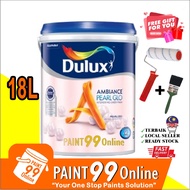 ( WHITE 0000 ) 18L DULUX AMBIANCE PEARL GLO Interior WALL Paint + + ( Free tool 7" Roller Set &amp; Brush Paint ) / paint99