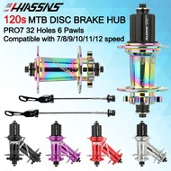 HASSNS PRO7 MTB Hub 6 Pawls 3 Teeth 32 Holes Ultralight Hub 120 Beeps 4 Bearing Cassette Hub 32H