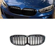Dual Line Gloss Black Front Bumper Center Grille For 2020-2023 BMW 1 Series F40