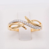Happy Jewelry แหวนเพชรแท้ ทองแท้ ลายสวยงามดั่งเกลียวคลื่น ทองแท้ 9k 37.5% ME523