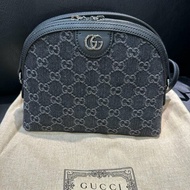 GUCCI 古馳 GG Ophidia 雙G 牛仔布 肩背包 半月包 貝殼包 499621 原價63300