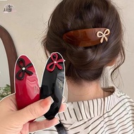 JEREMY1 Curved Ellipse Hairpins, Vintage Colorful Bow Sweet Elliptical Acetate Hair Clips, Headwear 