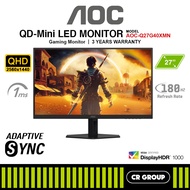 AOC Q27G40XMN 27-inch QHD 180Hz Fast VA QD-MiniLED Gaming Monitor (3Yrs AOC Warranty)