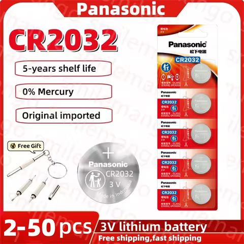 Original Panasonic 2-50PCS CR2032 3V Lithium Battery DL2032 BR2032 5004LC 2032 for Watch, Toys, Car 