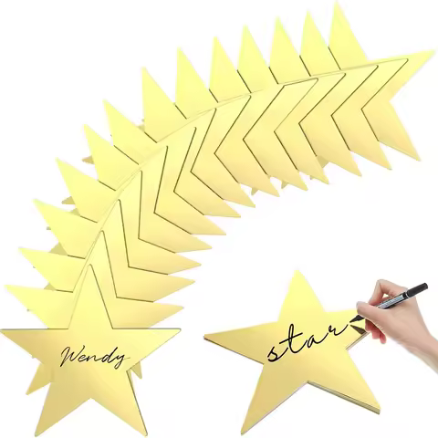 15pcs Double Sided Mirror Gold Star Signature Board Paper Star Photo Props for Wedding Birthday Part