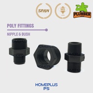 Homeplus HDPE PP Sirim Span Nipple & Bush Poly Fitting Fittings Pipe Connector Equal Elbow Penyambun