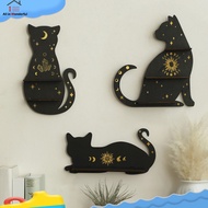 WONDER Cat Shaped Display Shelf, Cat Book Shelf, Rustic Wall Crystal Storage Holder, Wear-resistant Smooth Cat Home