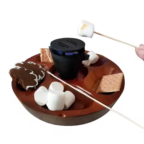 Cast Iron Mini Hibachi Grill Indoor S'Mores Appetizers Pu-Pu Grill