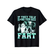 Wolf Graphic MenS T-Shirt - Casual Cotton Tee With If They Talk Behind Your Back Fart Print, Comfort