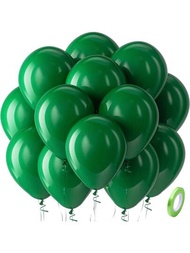 100 piezas de globos de fiesta de látex verde - Globos redondos de 12 pulgadas para helio para bodas temáticas en verde oscuro, graduación, decoraciones de fondo de cumpleaños
