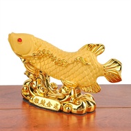 Resin Arowana Money Drawing Fortune Golden Fish Crafts Lucky Feng Shui Ornaments Home Office Decorat