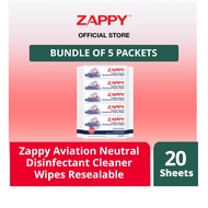 Zappy Aviation Disinfectant Cleaner Wipes 20x5