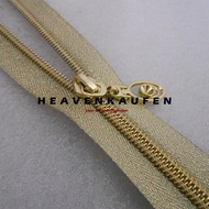 Resleting Zipper Busana Wanita 25 cm Coil Warna Gold Sangat Muda